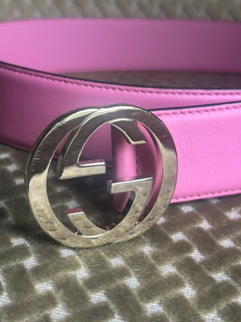 GUCCI Pretty Pink 100% Leather Interlocking G Buckle Belt - Picture 16 of 16